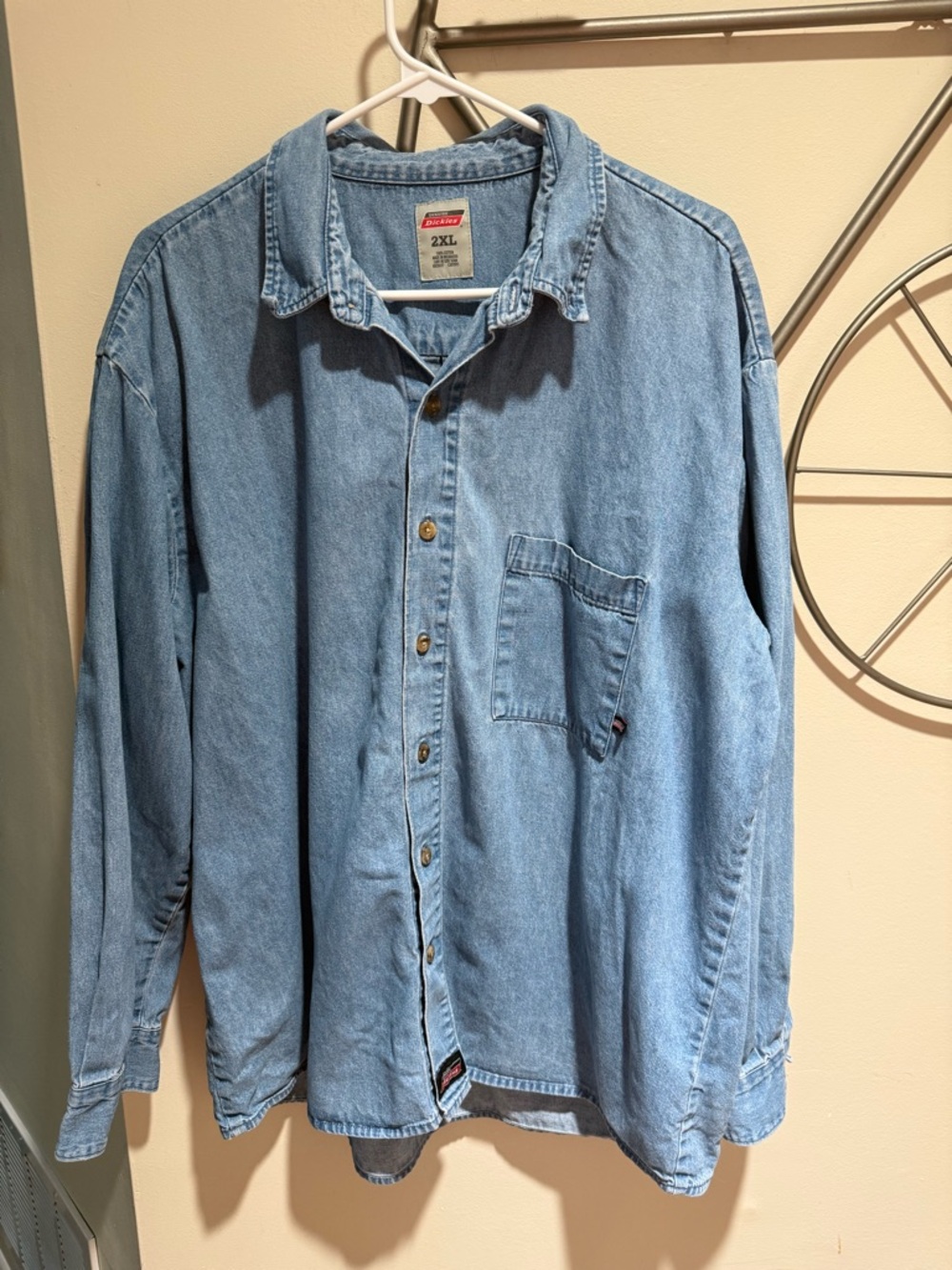 Dickies Light Blue Denim Work Shirt Size 2XL 100% Cotton